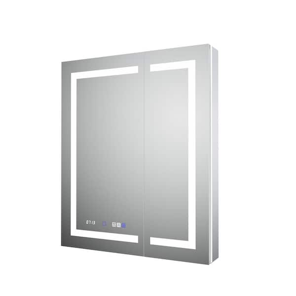 Cesicia Dimmable LED 36 in. W x 36 in. H Rectangular Aluminum Medicine Cabinet with Mirror and Double Door