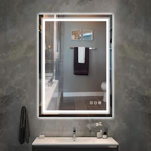20 in. W x 28 in. H Large Rectangular Frameless Anti-Fog High Lume Backlit LED Lights Memory Wall Bathroom Vanity Mirror