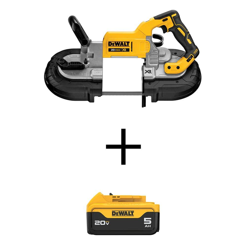 DEWALT 20V MAX Cordless Brushless Deep Cut Band Saw and (1) 20V 5.0Ah Battery