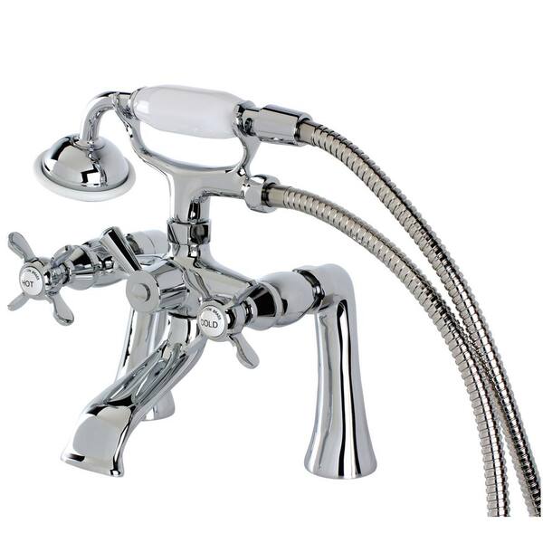 Kingston Brass Essex 3-Handle Claw Foot Tub Faucet with Hand Shower in Polished Chrome