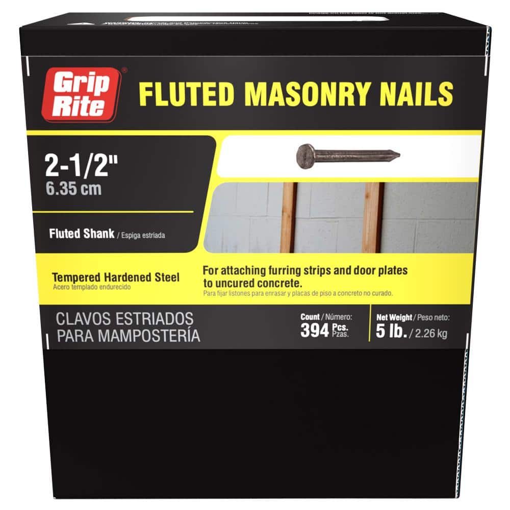 GripRite 9 x 21/2 in. Fluted Masonry Nails 5 lb. Box 212TFMAS5 The