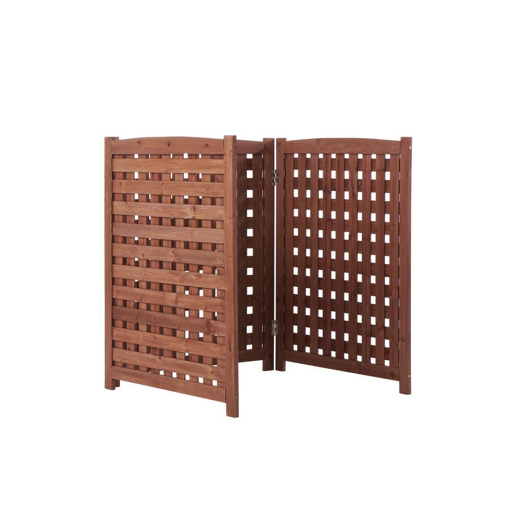 Outside Air Conditioner Fence 42.48 in. x 31.5 in. Brown Solid Wood Decorat