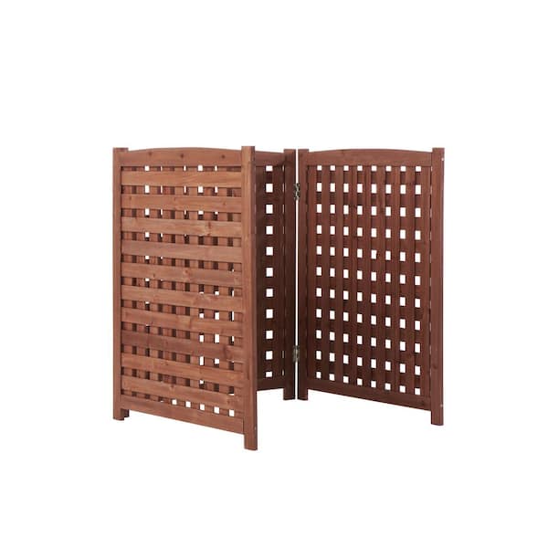 Unbranded Outside Air Conditioner Fence 42.48 in. x 31.5 in. Brown Solid Wood Decorative Screen Panel (Includes 3 Panels)