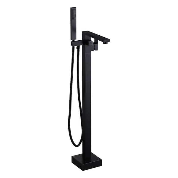 AVITAS Single-Handle Floor Mount Freestanding Tub Faucet Waterfall Tub Filler with Handheld Shower in Oil Rubbed Bronze