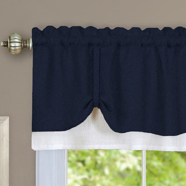 Achim Darcy Navy White Polyester Light Filtering Rod Pocket Tier And Valance Curtain Set 58 In W X 36 L Drtv36nw12 The Home Depot Achim Darcy Navy White Polyester Light, Valance Curtain Rod