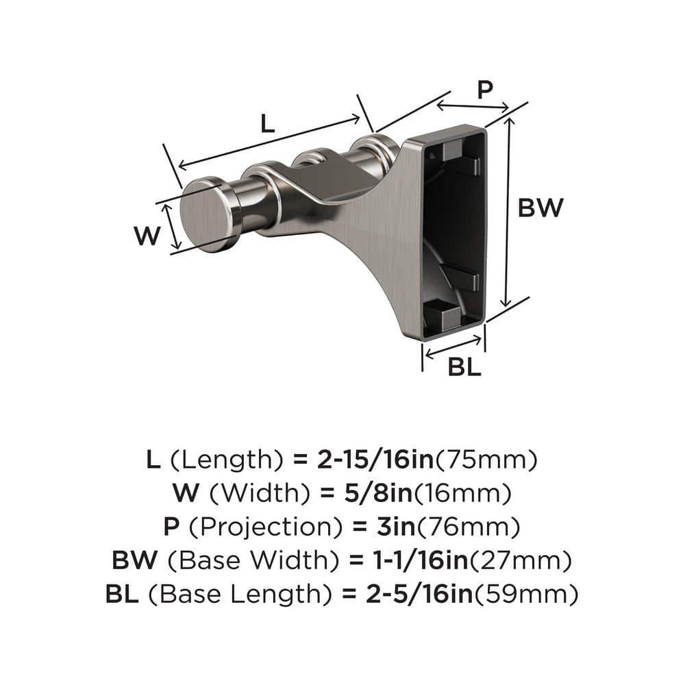 Brushed Nickel Double Prong Wall Mounted Robe Hook