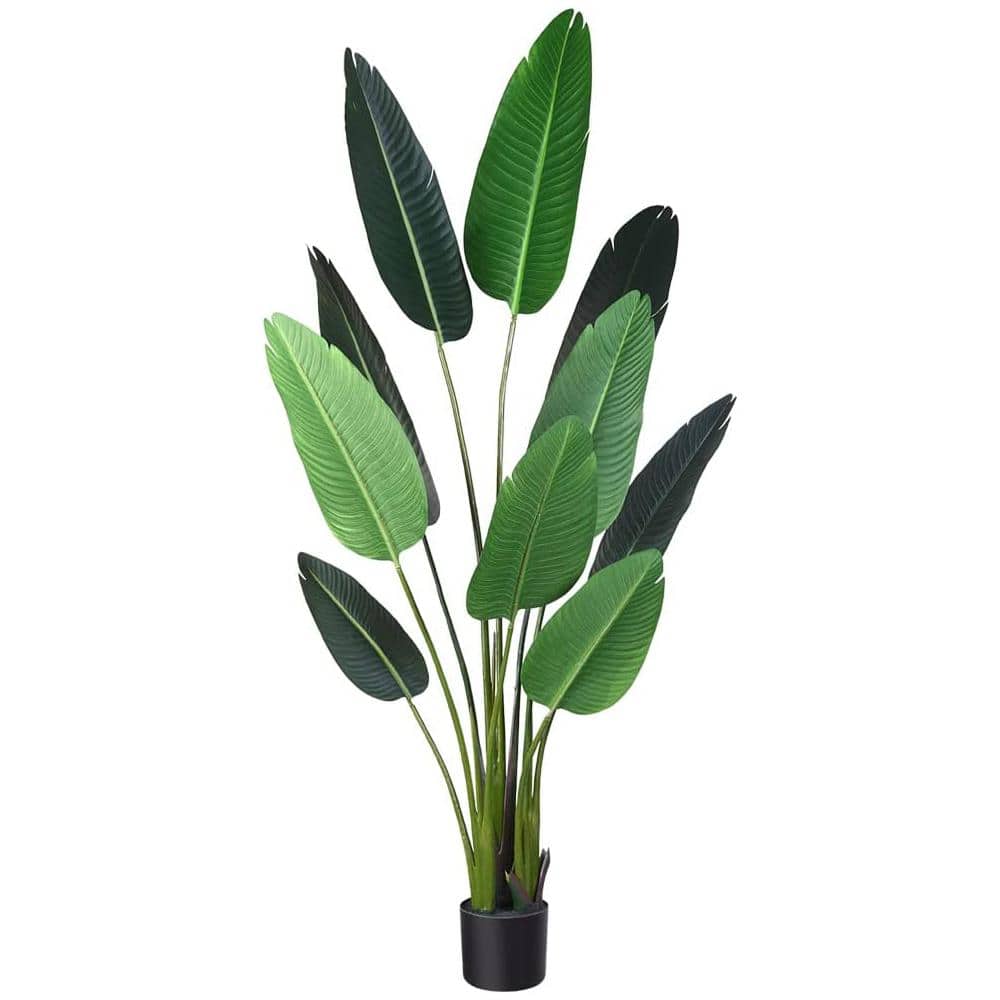 5 ft. Green Artificial Bird of Paradise Plant in Woven Basket
