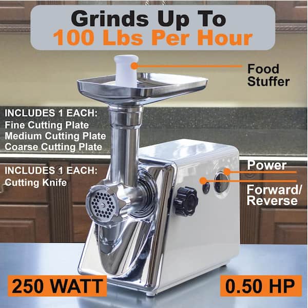 Sportsman Series 250 W Steel Electric Meat Grinder with Sausage Stuffing Tubes Sportsman Series 250 W Steel Electric Meat Grinder with Sausage Stuffing Tubes