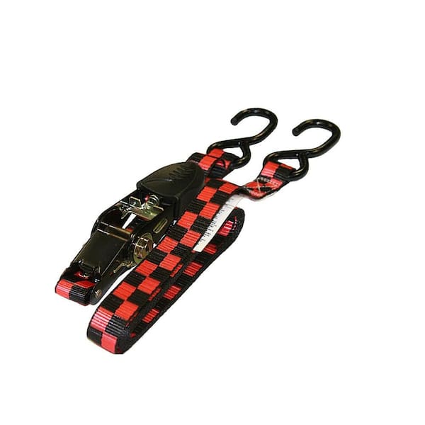 Pack of 4  Ratchet Tie Down Straps 1 in x 10 ft Securing Straps 1200 Pounds Red 