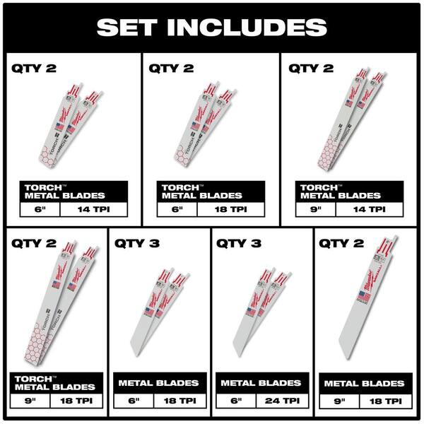 Milwaukee SWITCHBLADE Plumbers Selfeed Bits Set with SAWZALL Wood/Metal Cutting Bi-Metal Reciprocating Saw Blade Set (31-Piece)