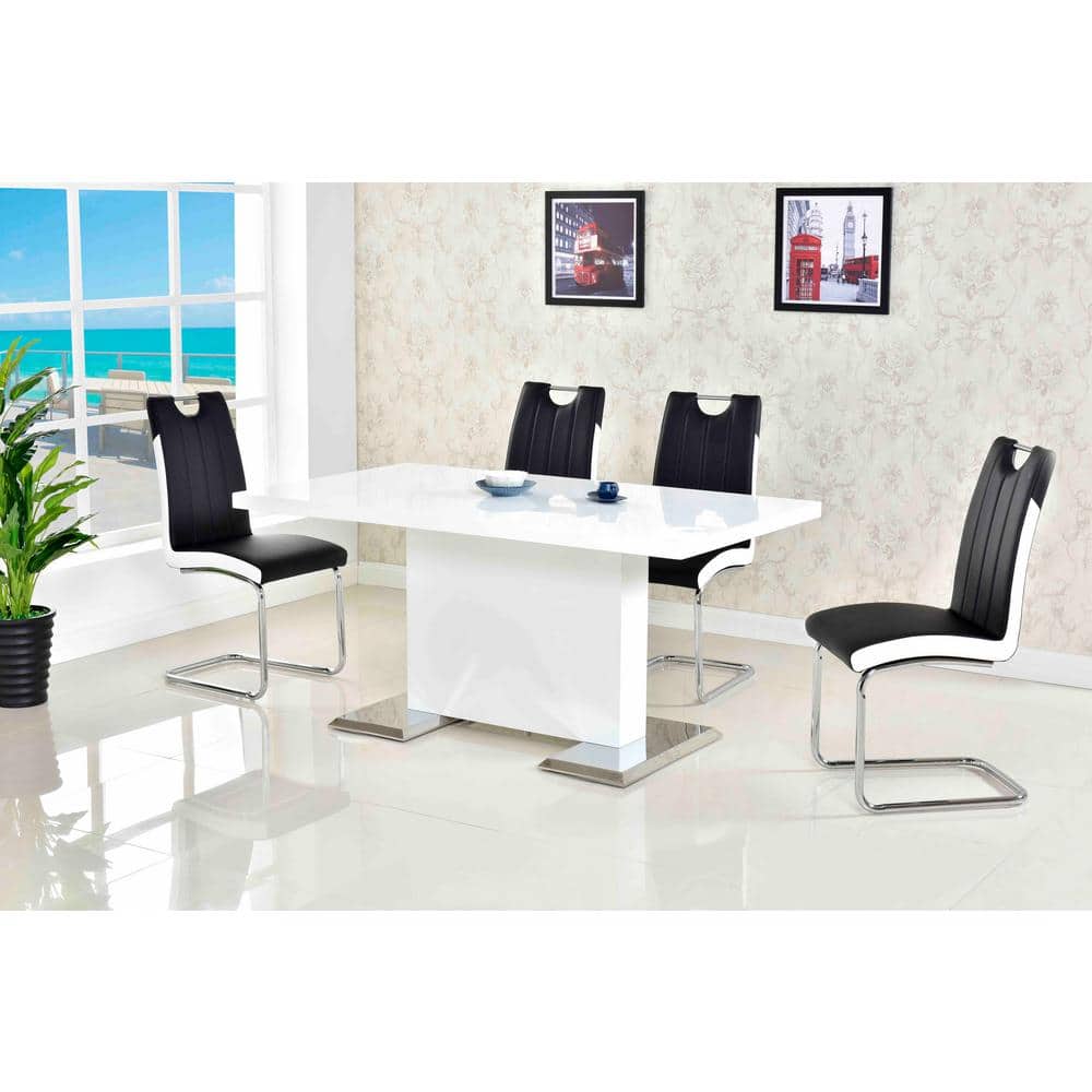 Black Faux Leather Upholstered Side Chair with Chrome Legs