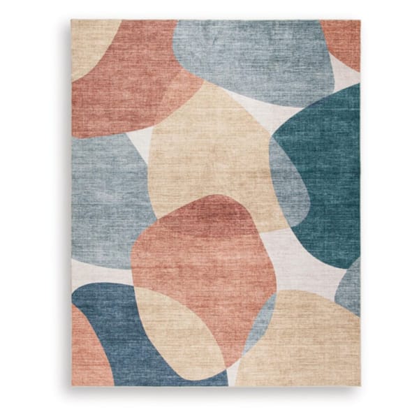 Chanleigh 8 ft. x  10 ft. Blue/Beige Abstract Washable Area Rug