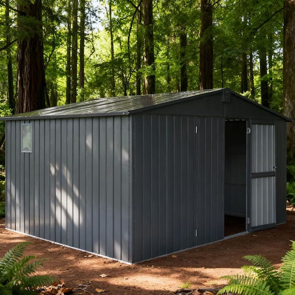11 ft. x 9 ft. Metal Shed with Double Door and Windows (99 sq. ft.)