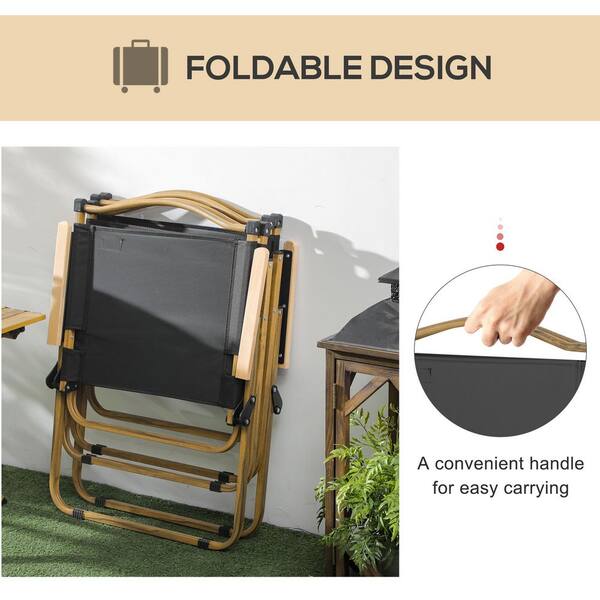 Black Metal Outdoor Folding Camping Chair Dining Chair for