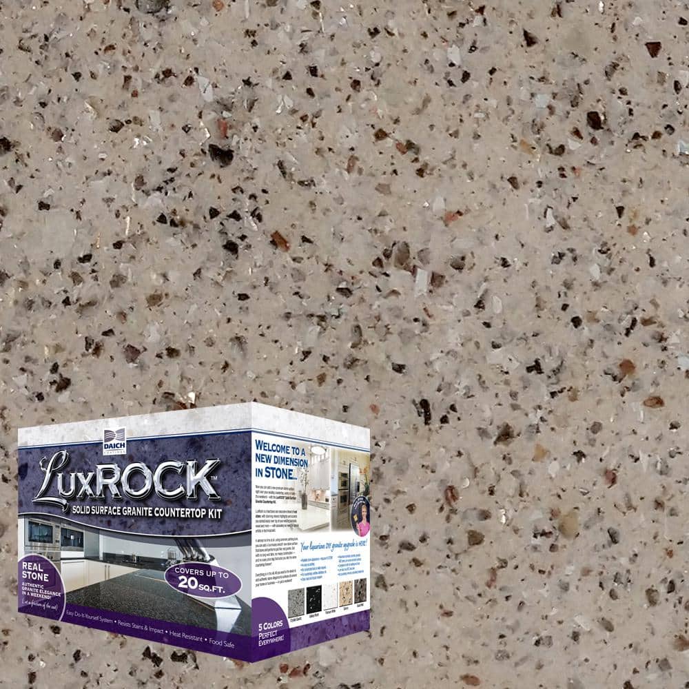 DAICH Lux Rock Solid Surface Granite Countertop Kit 20 sq.ft. Carrara, Tan/stone -  LX-SSGU-CA-20