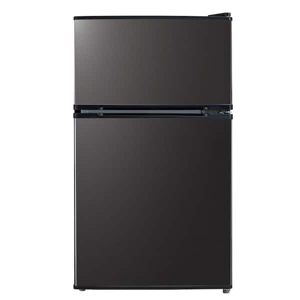 3.2 cu. ft. Mini Refrigerator with 2-Doors, Glass Shelves, and Energy Efficiency in Black