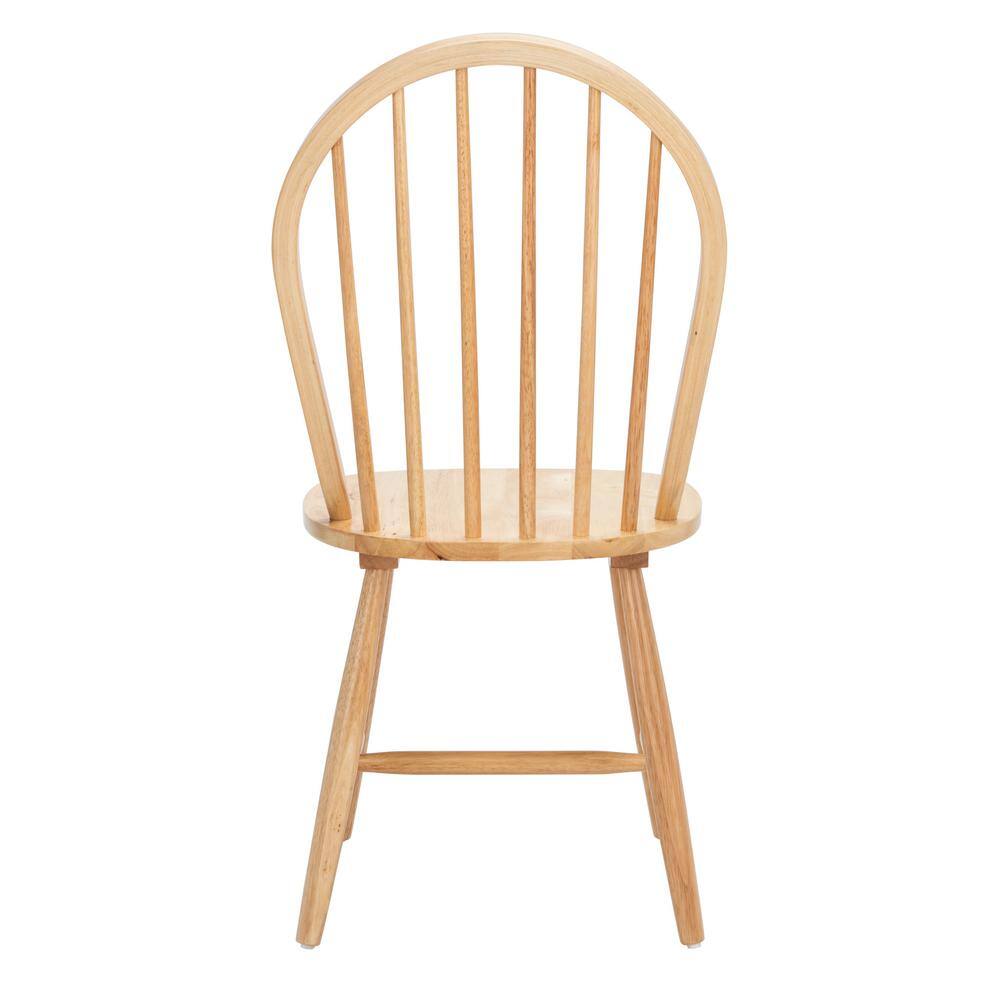 Natural Rubberwood High Slat Back Windsor Side Chair Set