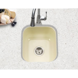 Porcela Series Undermount Porcelain Enamel Steel 16 in. Single Bowl Kitchen Sink in Biscuit