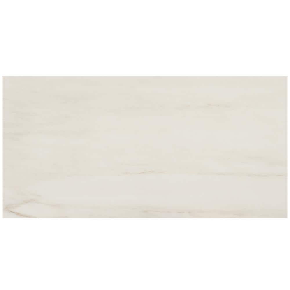 Dolomite Snow 12x24 Polished Marble Look Porcelain Tile