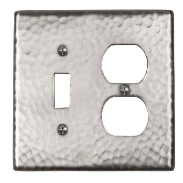 The Copper Factory 2 Gang Combination Switch Plate - Satin Nickel