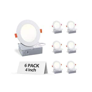 4 in. Canless Ultra-Thin 9-Watt CCT 5000K Remodel Integrated LED Recessed Light Kit (6-Pack)