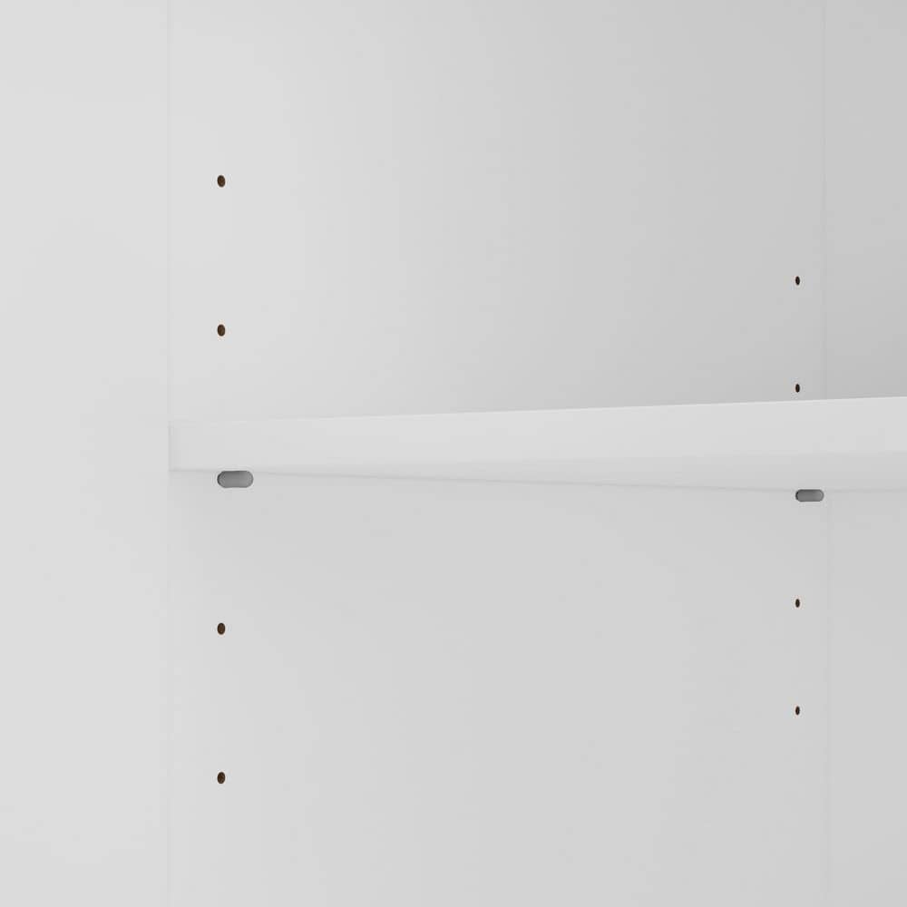 White Engineered Wood Office Storage Cabinet with Adjustable Shelves