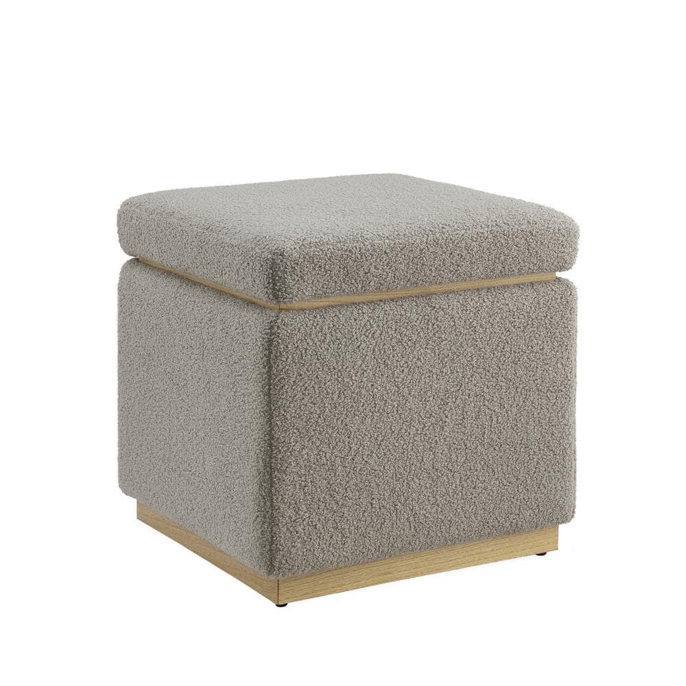 Linon Otoana cuadrada tapizada de sherpa Lexington color crea con