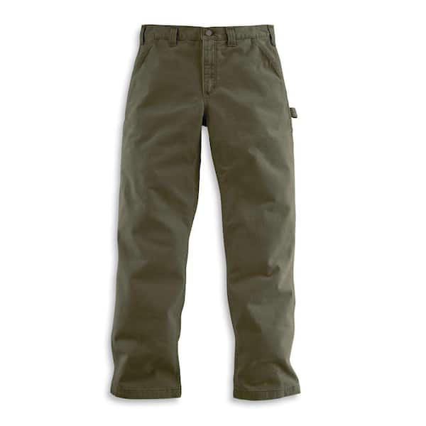 Carhartt Men's 38x30 Army Green Cotton Straight Leg Non-Denim Bottoms ...