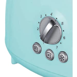 Retro 2-Slice Blue Extra-Wide Slot Toaster with Cool-Touch Exterior