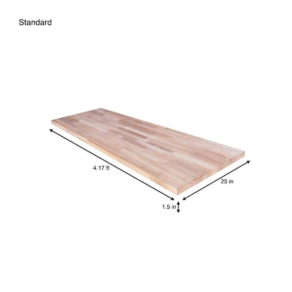 HARDWOOD REFLECTIONS 4 ft. L x 25 in. D Unfinished Beech Solid Wood Butcher Block Countertop With Eased Edge