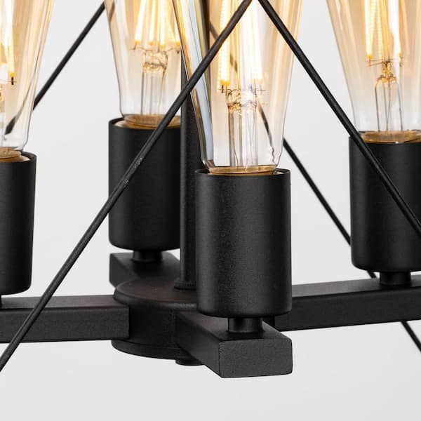 Progress Lighting Briarwood 4-Light Textured Black Farmhouse Rectangle Medium Hanging Pendant Light