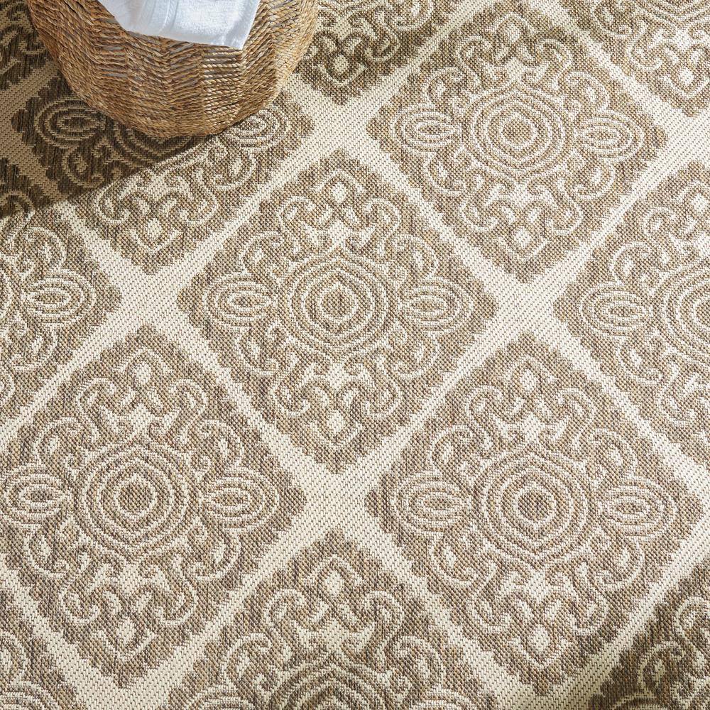 Cream and Beige Non-slip Stain-resistant Indoor Outdoor Rug