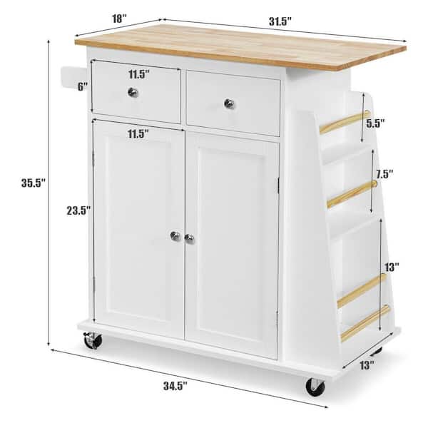 Halifax North America Mobile 36.5 High Kitchen Island Storage Trolley Cart on Wheels with Dropleaf Top | Mathis Home