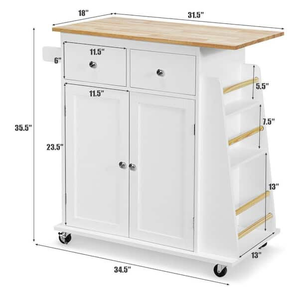 Halifax North America Rolling 35.75 High Kitchen Island Cart on Wheels | Mathis Home