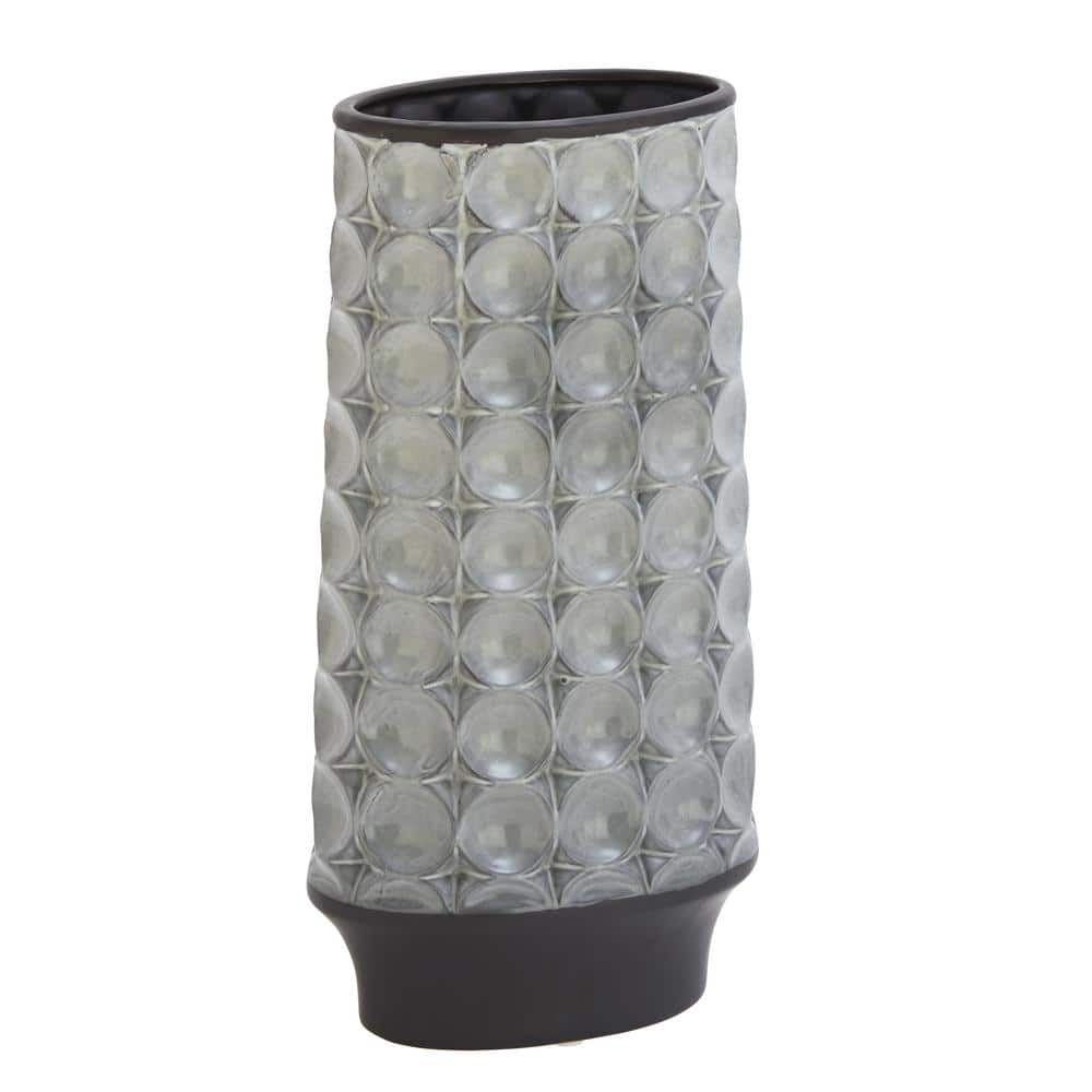 Gray Textured Ceramic Decorative Table Vase