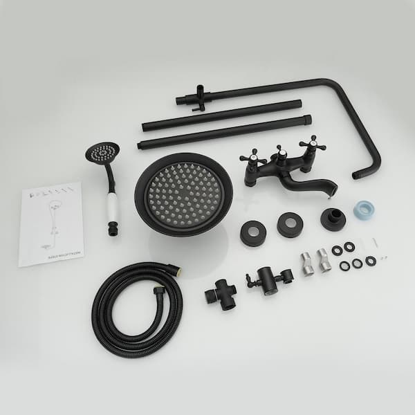 XJTNLB Bath Mixer Tap With Shower Attachment, Deck Mount 4 Hole Bath - View #5