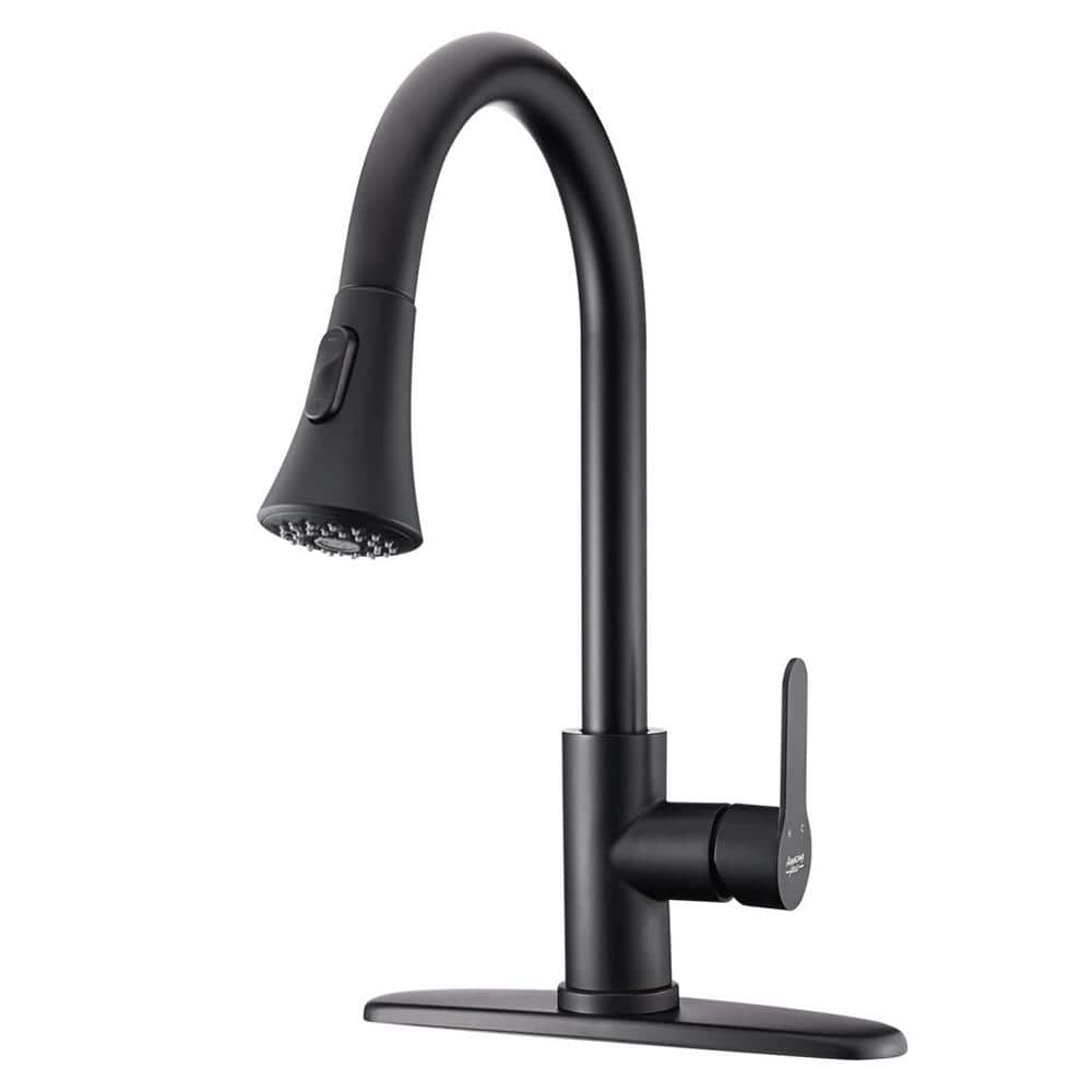 AF Single Handle Pull Down Sprayer Kitchen Faucet with 2 Modes in Matte Bla