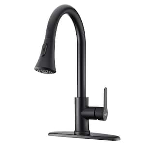 AF Single Handle Pull Down Sprayer Kitchen Faucet with 2 Modes in Matte Black
