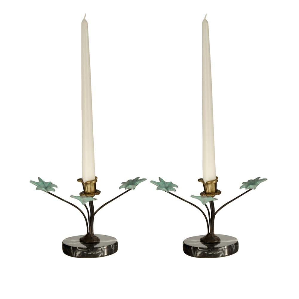 Dale Tiffany Maple Leaf 2-Piece Metal Candle Holders TC18264 - The Home  Depot