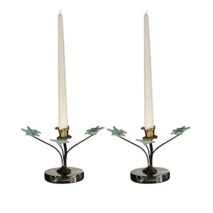 Maple Leaf 2-Piece Metal Candle Holders