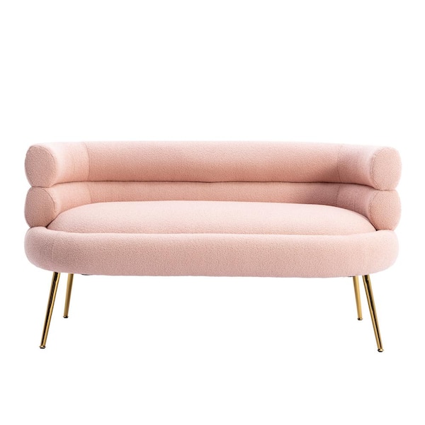 Z-joyee Pink Polyester Accent Arm Chair Leisure Sofa with Golden Feet