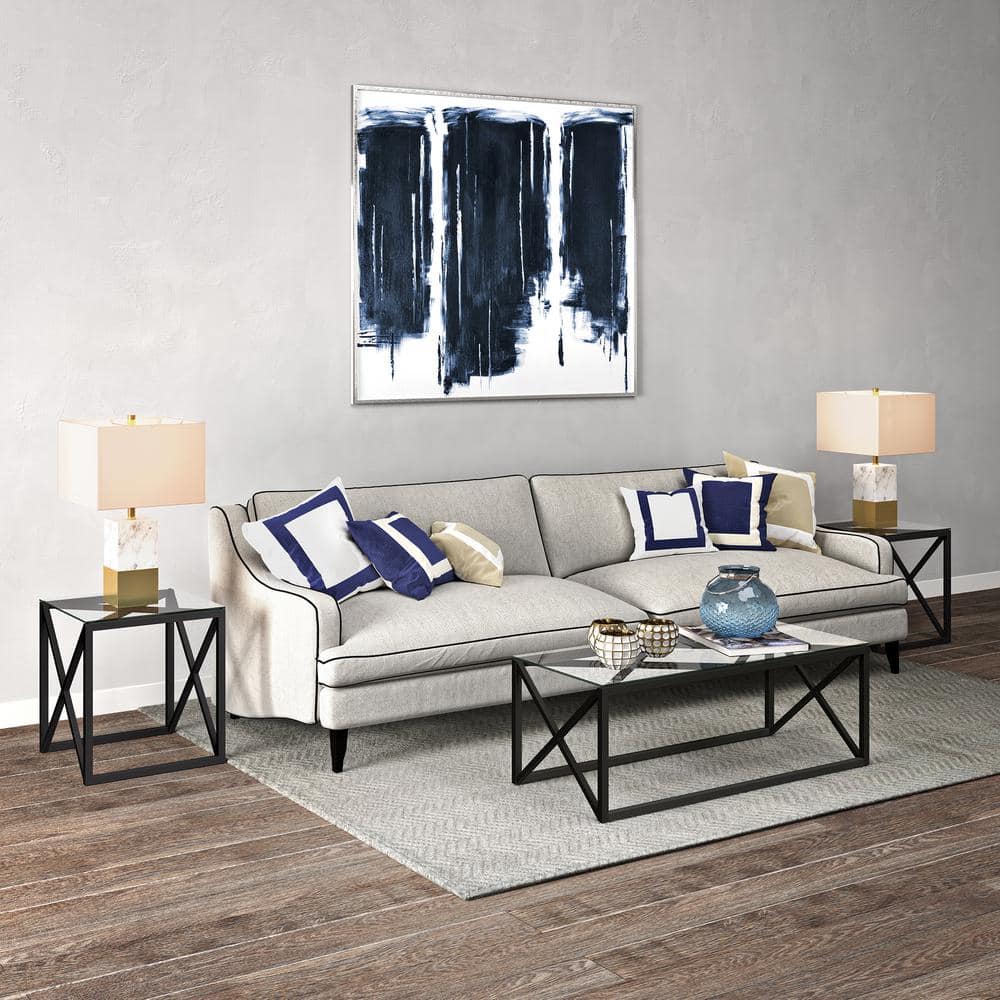 Evelyn Mid-Century Blackened Bronze 46" Glass Coffee Table
