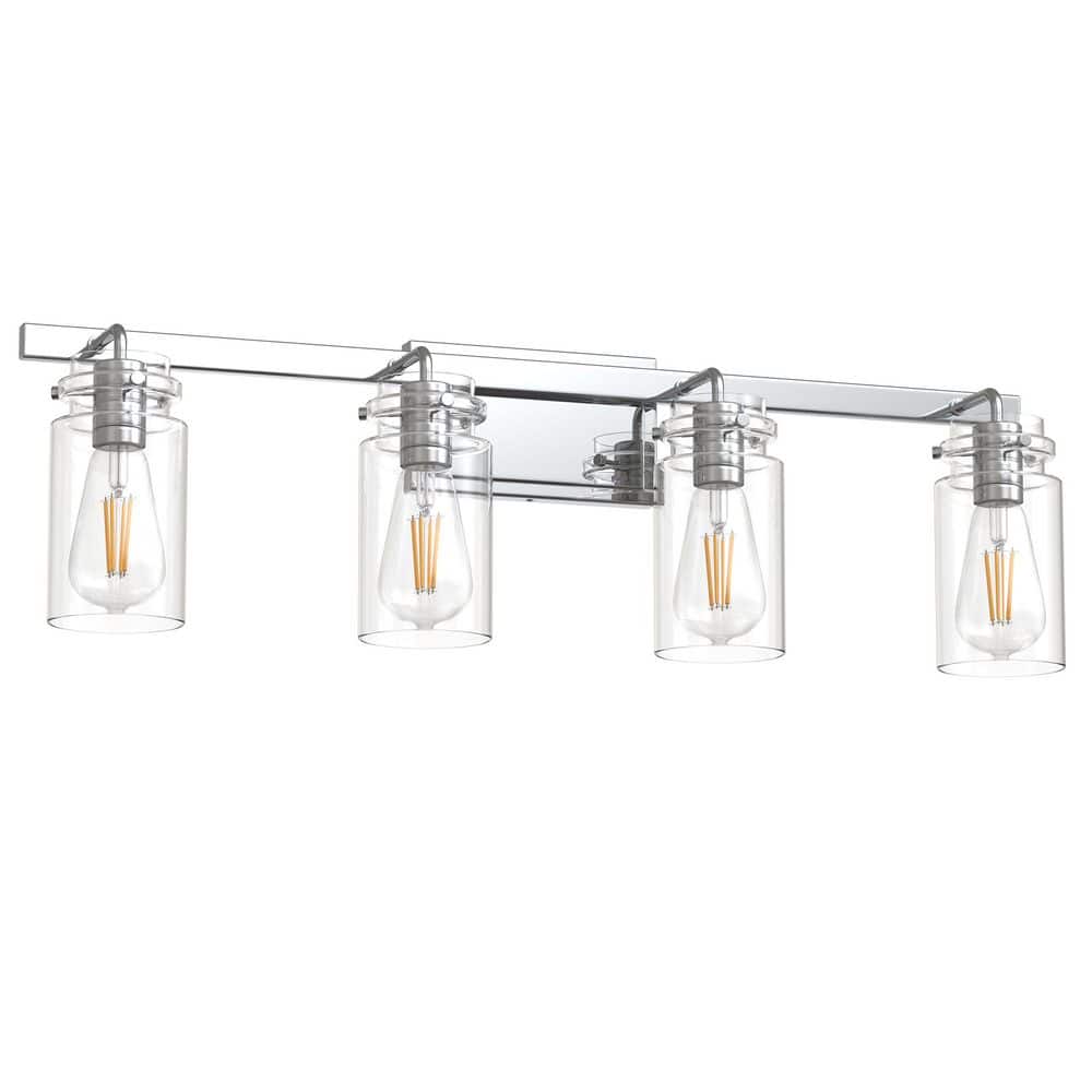 31.5 in. 4 Light Chrome Vanity Light with Clear Glass Shades and E26 Medium Base for Bathroom price history on PriceWatchPro