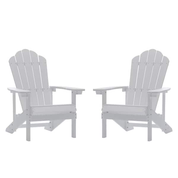 CASAINC White Reclining Platic Adirondack Chair (Set of 2)