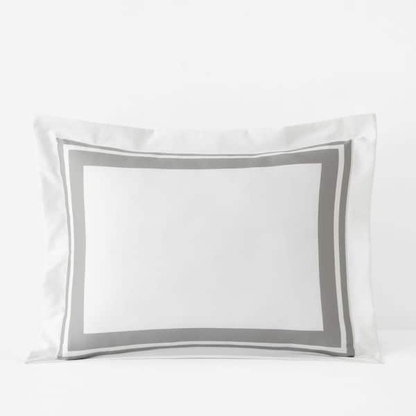 The Company Store Legends Hotel Double Border Silver Wrinkle-Free Supima Cotton Standard Sham