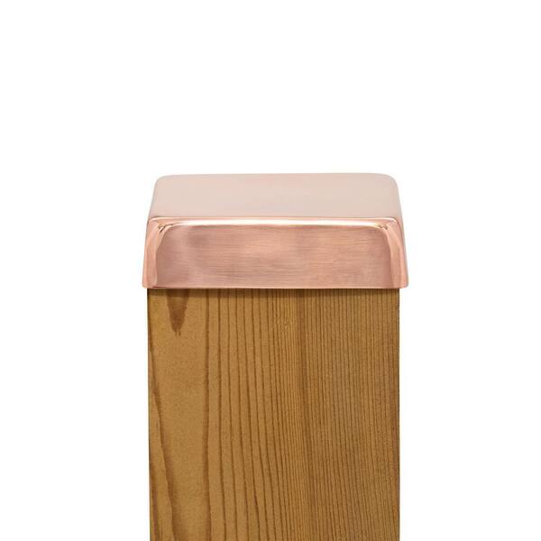 Protectyte 4 in. x 4 in. Copper Flat Top Slip Over Fence Post Cap with 3/4 in. Lip and Screws