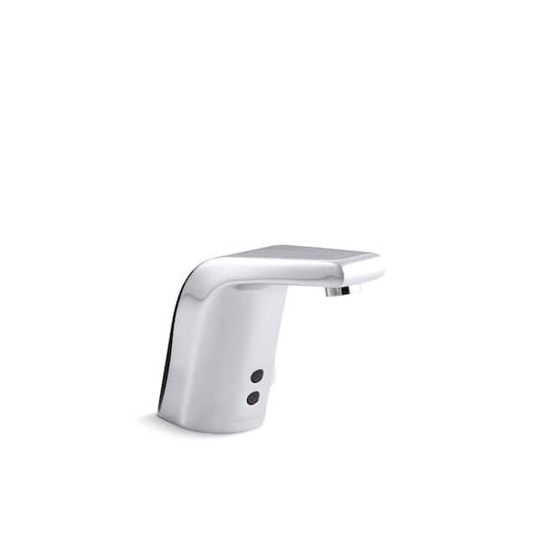 KOHLER Sculpted Commercial Battery-Powered Single Hole Touchless Bathroom Faucet in Polished Chrome