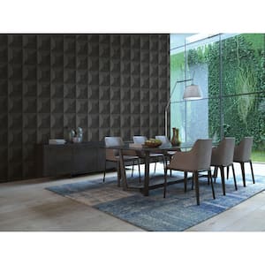 Ebony Squared Away Geometric Embossed Vinyl Unpasted Wallpaper Roll (60.75 sq. ft.)