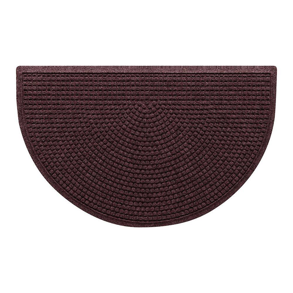 Waterhog Squares 24 in. x 39 in. Indoor Outdoor PET Polyester Half Round Doormat Bordeaux price history on PriceWatchPro