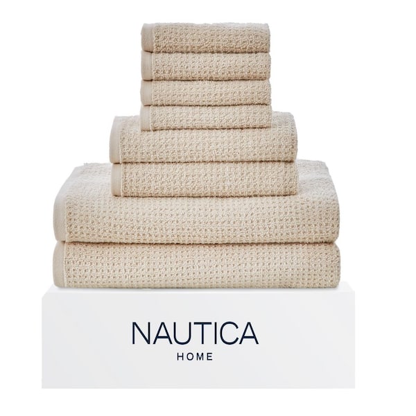 Nautica Oasis 8-Piece Solid Beige Cotton Towel Set USHSAC1194202
